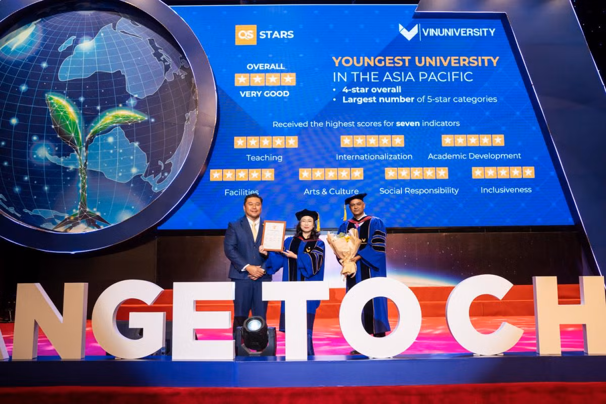Năm 2022, VinUni trở thành trường Đại học trẻ nhất Châu Á – Thái Bình Dương đạt tiêu chuẩn QS Star 4 sao toàn diện với 7 tiêu chí đạt cấp 5 sao Năm 2022, VinUni trở thành trường Đại học trẻ nhất Châu Á – Thái Bình Dương đạt tiêu chuẩn QS Star 4 sao toàn diện với 7 tiêu chí đạt cấp 5 sao