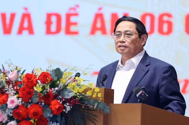 Thủ tướng Phạm Minh Chính phát biểu kết luận Hội nghị. Ảnh: VGP/Nhật Bắc