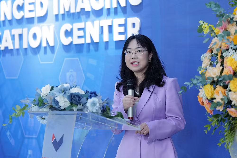 Tiến sĩ Lê Mai Lan – Chủ tịch Hội đồng trường Đại học VinUni phát biểu tại Lễ khai trương Trung tâm