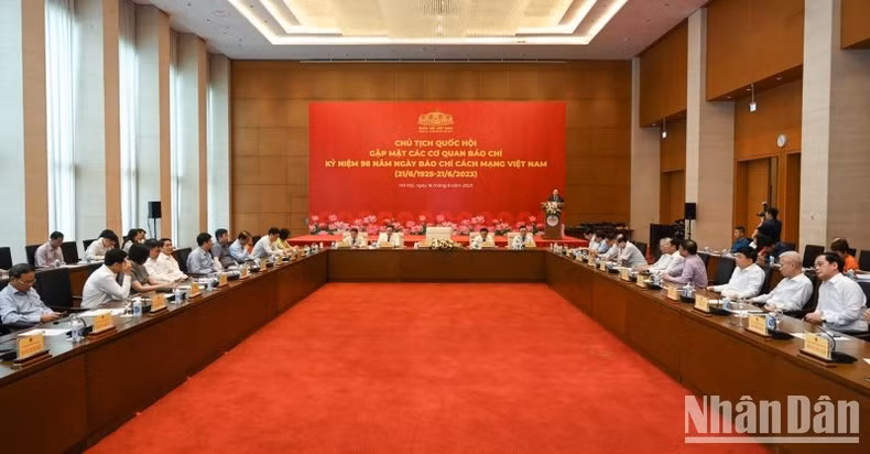 Quang cảnh buổi gặp mặt tại Nhà Quốc hội. (Ảnh: Duy Linh)