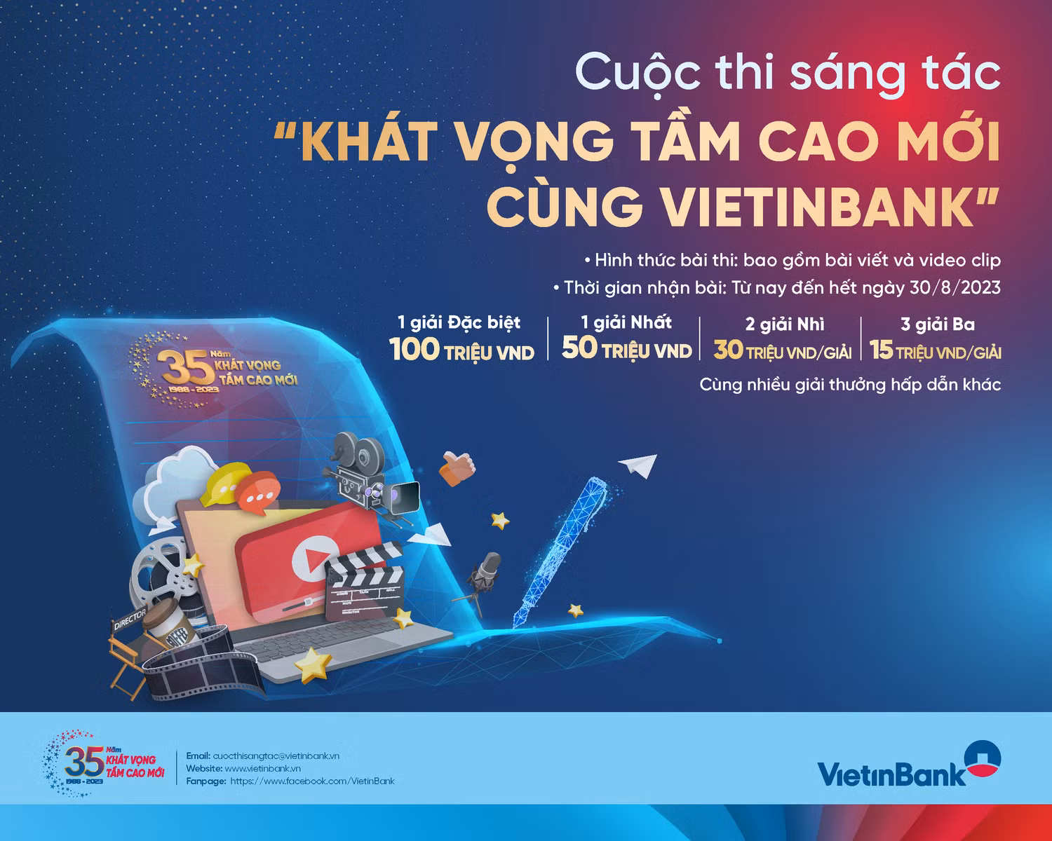Ban Tổ chức gia hạn thời gian nhận bài dự thi Cuộc thi sáng tác đến hết ngày 30/8/2023 Ban Tổ chức gia hạn thời gian nhận bài dự thi Cuộc thi sáng tác đến hết ngày 30/8/2023