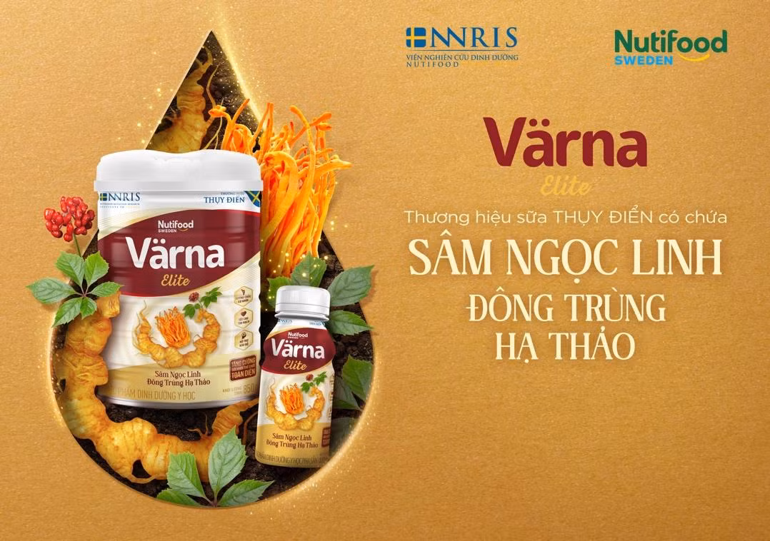 Sữa Värna Elite được ví như món quà cao cấp và bổ dưỡng cho một sức khỏe vàng với thành phần chắt lọc tinh hoa từ “quốc bảo” Việt Nam Sâm Ngọc Linh và Đông Trùng Hạ Thảo. Sữa Värna Elite được ví như món quà cao cấp và bổ dưỡng cho một sức khỏe vàng với thành phần chắt lọc tinh hoa từ “quốc bảo” Việt Nam Sâm Ngọc Linh và Đông Trùng Hạ Thảo.