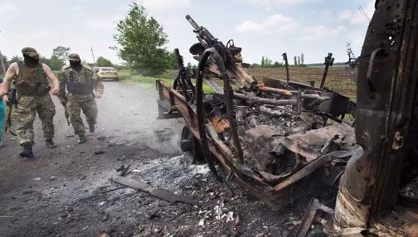 Một trạm kiểm soát ở Slaviansk. Một trạm kiểm soát ở Slaviansk.