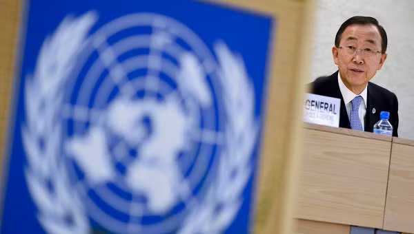 Tổng thư ký Liên hợp quốc Ban-Ki-Moon trong bài phát biểu hôm 4.3 Tổng thư ký Liên hợp quốc Ban-Ki-Moon trong bài phát biểu hôm 4.3