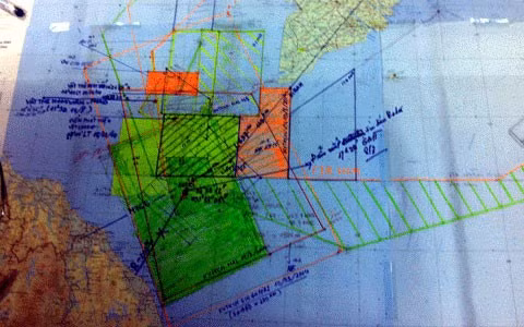 Sơ đồ mở rộng tìm kiếm máy bay mất tích của Malaysia. Ảnh VNN.