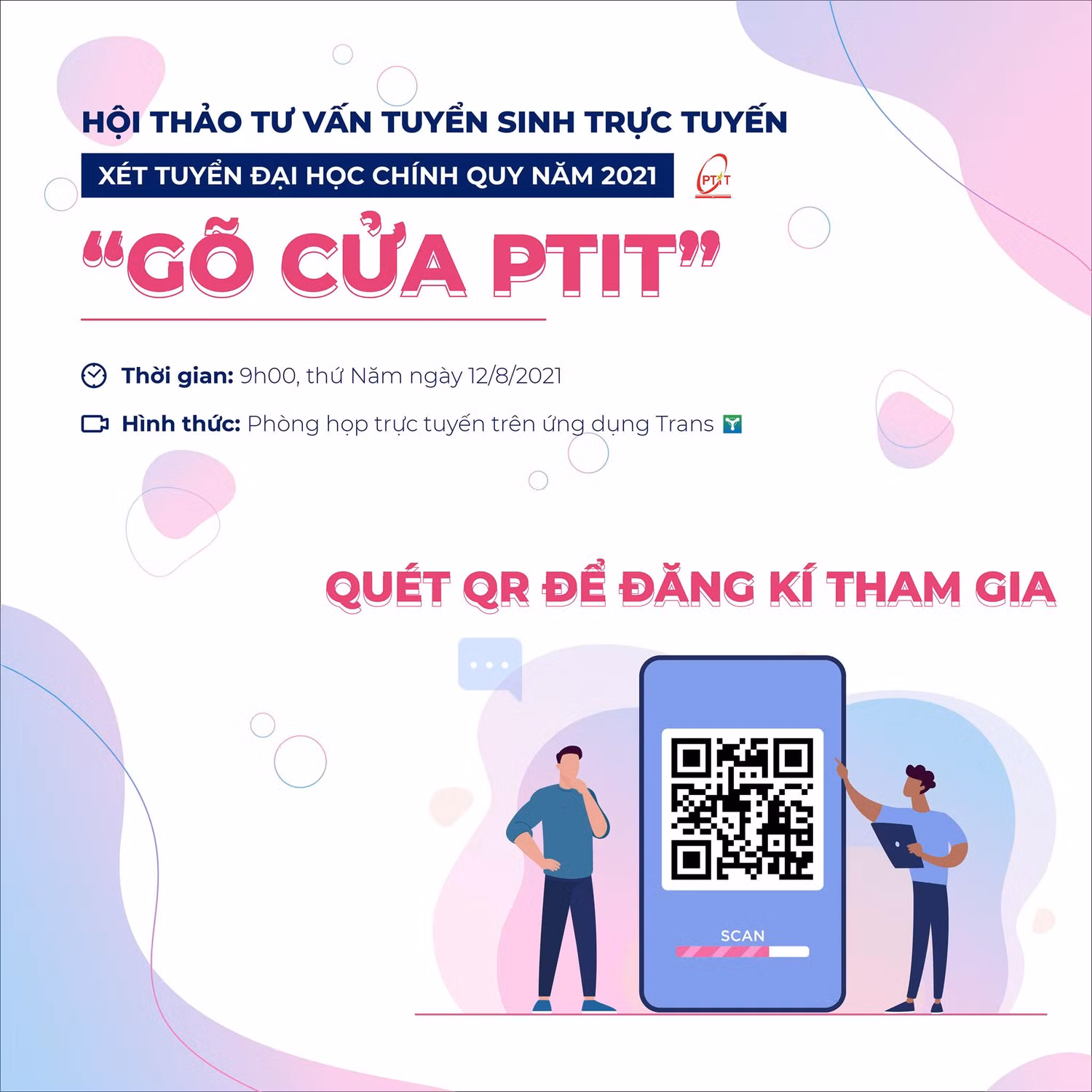 Hội thảo tư vấn tuyển sinh trực tuyến “ Gõ cửa PTIT” ( Ảnh: Học viện Công nghệ Bưu chính Viễn thông) Hội thảo tư vấn tuyển sinh trực tuyến “ Gõ cửa PTIT” ( Ảnh: Học viện Công nghệ Bưu chính Viễn thông)