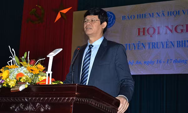 Phó Chủ tịch thường trực Ủy ban nhân dân tỉnh Nghệ An Lê Xuân Đại phát biểu tại Hội nghị - ảnh nguồn Bảo hiểm xã hội Việt Nam.
