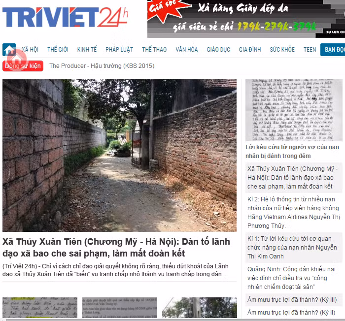 Dù không có chức năng hoạt động báo chí, tuy nhiên trang thông tin điện tử Trí Việt 24h tự ý xuất bản hàng loạt tin bài có tính chất điều tra (ảnh: XUÂN QUANG).