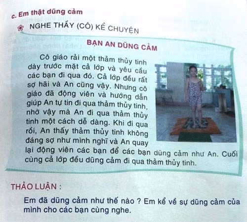 Nội dung câu chuyện "Bạn An dũng cảm" trong cuốn do Tiến sĩ Phan Quốc Việt chủ biên (ảnh: Báo Thanh Niên).