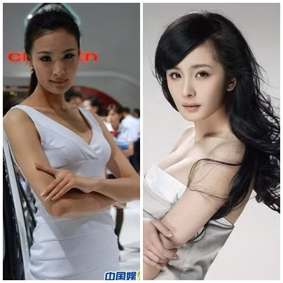 "Tiểu Dương Mịch" (trái) và Dương Mịch (phải).