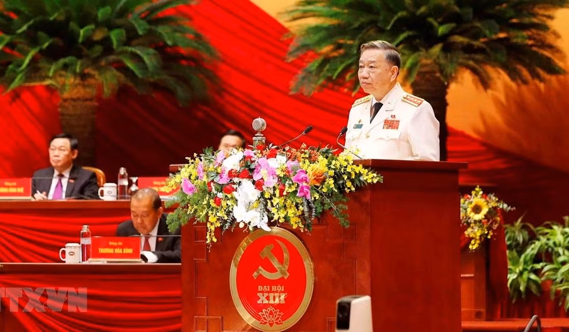 Đại tướng Tô Lâm, Ủy viên Bộ Chính trị, Bí thư Đảng ủy Công an Trung ương, Bộ trưởng Bộ Công an trình bày tham luận. (Ảnh: TTXVN) Đại tướng Tô Lâm, Ủy viên Bộ Chính trị, Bí thư Đảng ủy Công an Trung ương, Bộ trưởng Bộ Công an trình bày tham luận. (Ảnh: TTXVN)