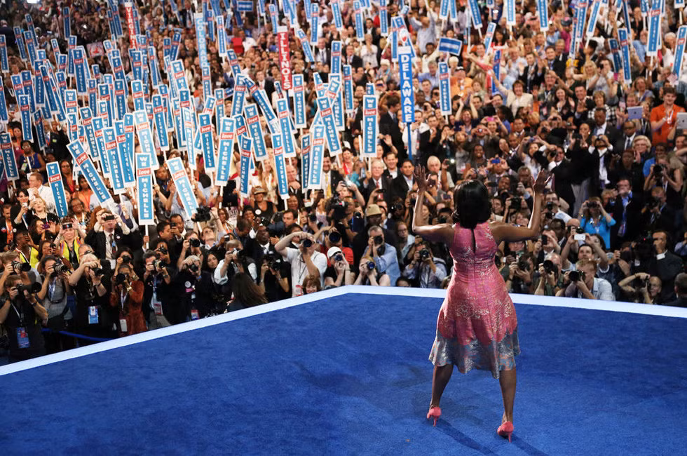 Đệ nhất phu nhân Hoa Kỳ Michelle Obama vừa có bài phát biểu làm nức lòng cử tri Mỹ