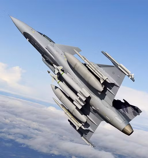 Máy bay chiến đấu JAS-39NG Gripen Thụy Điển. Brazil đã ký kết hợp đồng mua 36 chiếc với Thụy Điển, có chuyển giao công nghệ để Brazil tự chế tạo.
