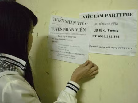 Những tờ rơi với lương thưởng hút hồn sinh viên Những tờ rơi với lương thưởng hút hồn sinh viên
