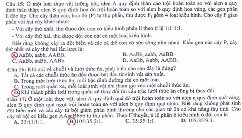 Xem đáp án môn Vật lí - Xem đáp án môn Toán - Xem đáp án môn Hóa - Xem đáp án môn Ngoại ngữ Khối A1