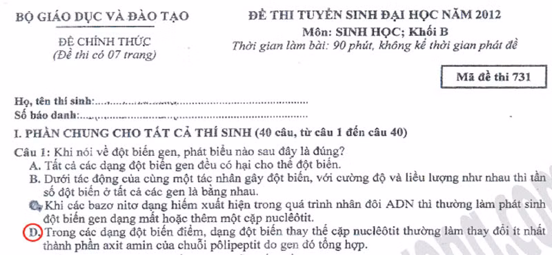 Xem đáp án môn Vật lí - Xem đáp án môn Toán - Xem đáp án môn Hóa - Xem đáp án môn Ngoại ngữ Khối A1