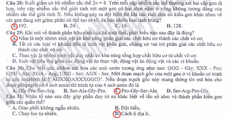 Xem đáp án môn Vật lí - Xem đáp án môn Toán - Xem đáp án môn Hóa - Xem đáp án môn Ngoại ngữ Khối A1