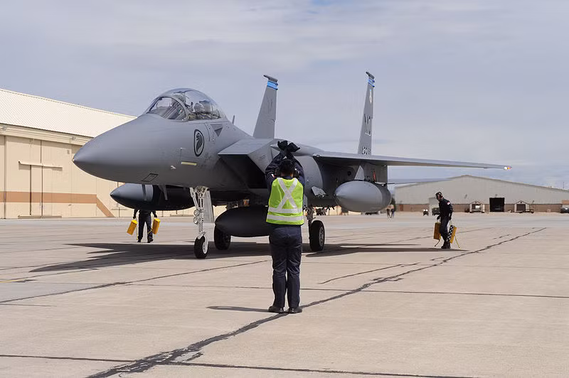 Cường kích F-15SG thuộc Phi đội máy bay chiến đấu 428, Không quân Singapore tại căn cứ Không quân Moutain, Idaho, Mỹ.