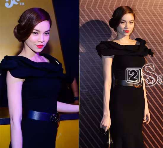 Khi mặc màu đen, Hà Hồ không chỉ gây ấn tượng về sự quyền quý và cô còn khéo léo tô điểm thêm son môi đỏ cuốn hút.