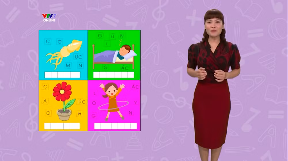Chương trình "Dạy học Tiếng Việt lớp 1" được phát sóng từ 9h hàng ngày trên VTV7, bắt đầu từ ngày 25/4/2020 (Ảnh chụp màn hình)