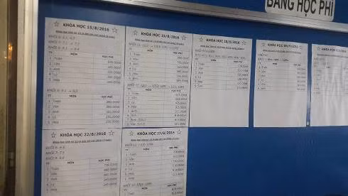 Bảng giá học phí các môn ở các khối lớp tại trung tâm bồi dưỡng văn hóa Lê Hồng Phong (ảnh: P.L) Bảng giá học phí các môn ở các khối lớp tại trung tâm bồi dưỡng văn hóa Lê Hồng Phong (ảnh: P.L)