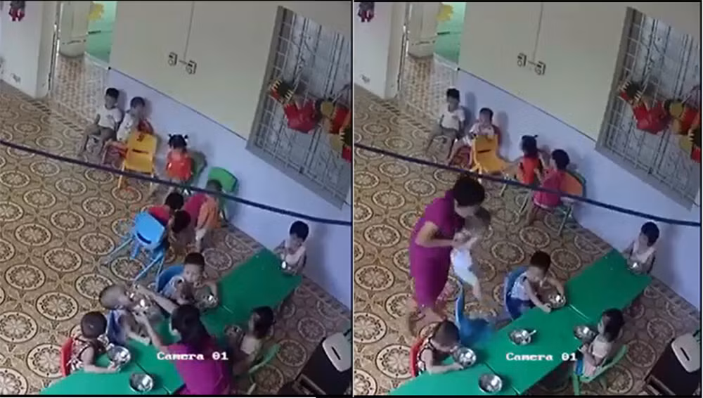 Vụ việc cô giáo đánh trẻ được camara ghi lại (ảnh nguồn báo vtc).