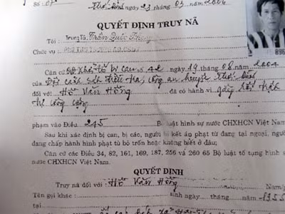 Quyết định truy nã toàn quốc đối với Hồ Văn Hồng.