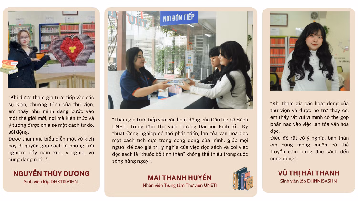 Câu lạc bộ Sách UNETI (trực thuộc Trung tâm Thư viện) góp phần lan tỏa văn hóa đọc trong sinh viên nhà trường và cả trong cộng đồng được các em sinh viên rất tích cực tham gia, đón nhận (3).png