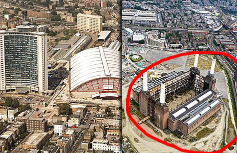 Vùng Earl Stay, nơi Chelsea đã bị từ chối (trái) và mảnh đất vùng Battersea, nơi họ dự định đặt sân bóng mới Vùng Earl Stay, nơi Chelsea đã bị từ chối (trái) và mảnh đất vùng Battersea, nơi họ dự định đặt sân bóng mới