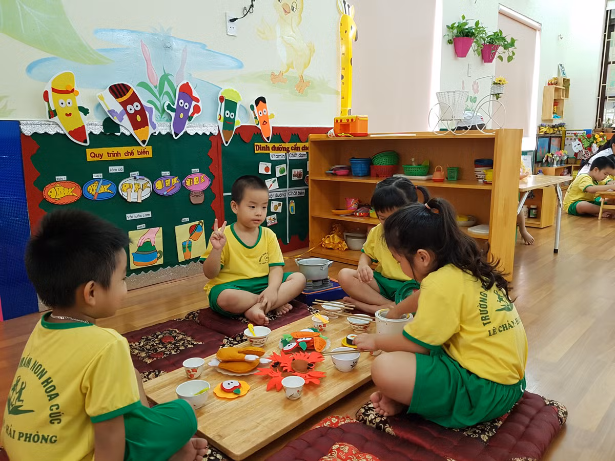 Trẻ được thỏa thích vui chơi tại các góc trong lớp học (Ảnh: Lã Tiến) Trẻ được thỏa thích vui chơi tại các góc trong lớp học (Ảnh: Lã Tiến)