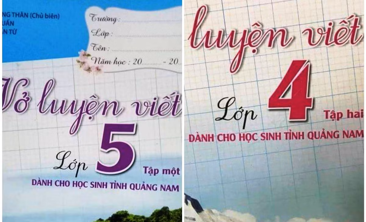 Vở luyện viết dành cho học sinh Quảng Nam được dành cho học sinh lớp 1 đến lớp 5. Ảnh: NP