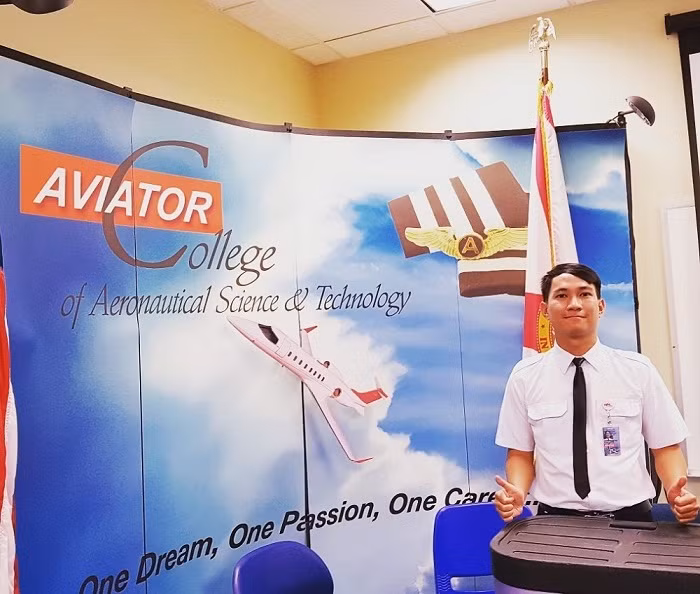 Trần Nguyễn Minh Toàn, 1 trong 20 học viên của VinAviation School (VAS) vừa chính thức nhập học tại trường Aviator College (Mỹ).