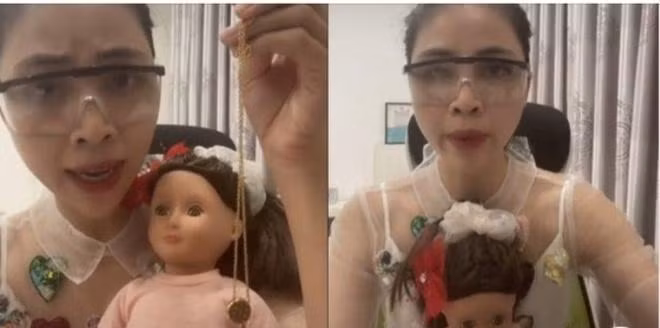 Youtuber Thơ Nguyễn quay video dùng búp bê để “xin vía học giỏi”. Ảnh cắt từ clip.