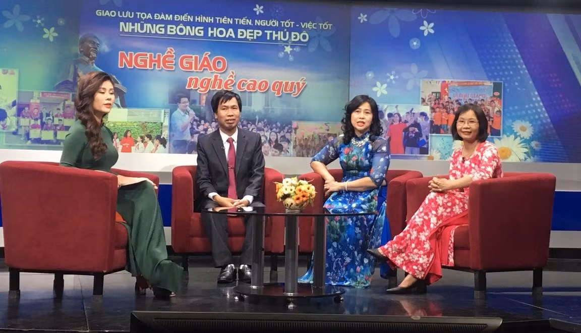 Thầy Trường trong buổi giao lưu tôn vinh nghề giáo. Ảnh: Nhân vật cung cấp