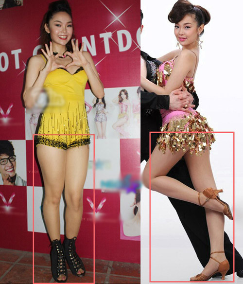 Đôi chân của Minh Hằng thon hơn trông thấy.