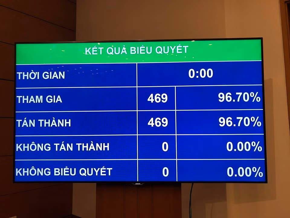 Kết quả biểu quyết. Ảnh chụp màn hình.