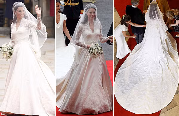 Kate Middleton mở ra xu hướng mặc váy cưới tay ren cho những cô dâu vai gầy, kín đáo nhưng vô cùng kiêu sa.