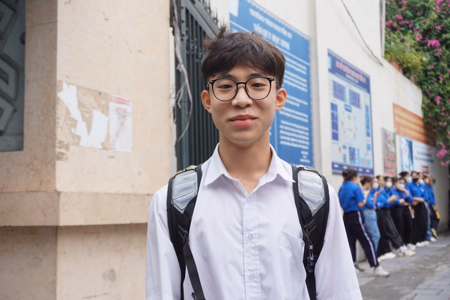 Em Quách Vương Nam – học sinh Trường Trung học cơ sở Nguyễn Du chia sẻ mong muốn đỗ nguyện vọng 1. Ảnh: Phạm Minh