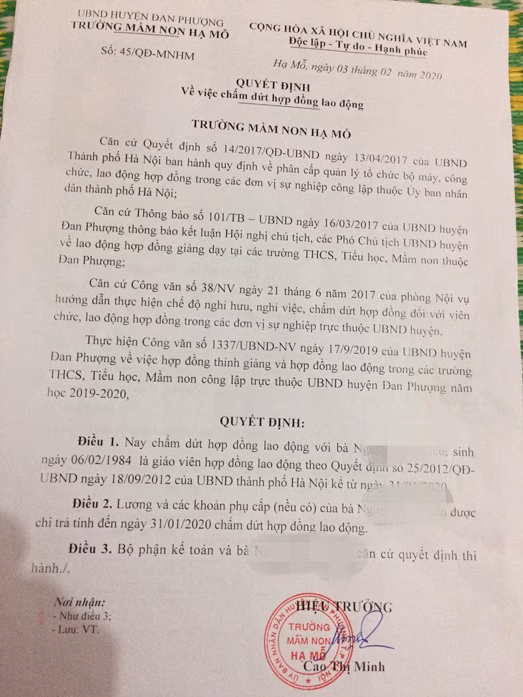 Việc ký và chấm dứt hợp đồng giáo viên vẫn do Huyện và nhà trường quyết định (Ảnh:V.N) Việc ký và chấm dứt hợp đồng giáo viên vẫn do Huyện và nhà trường quyết định (Ảnh:V.N)