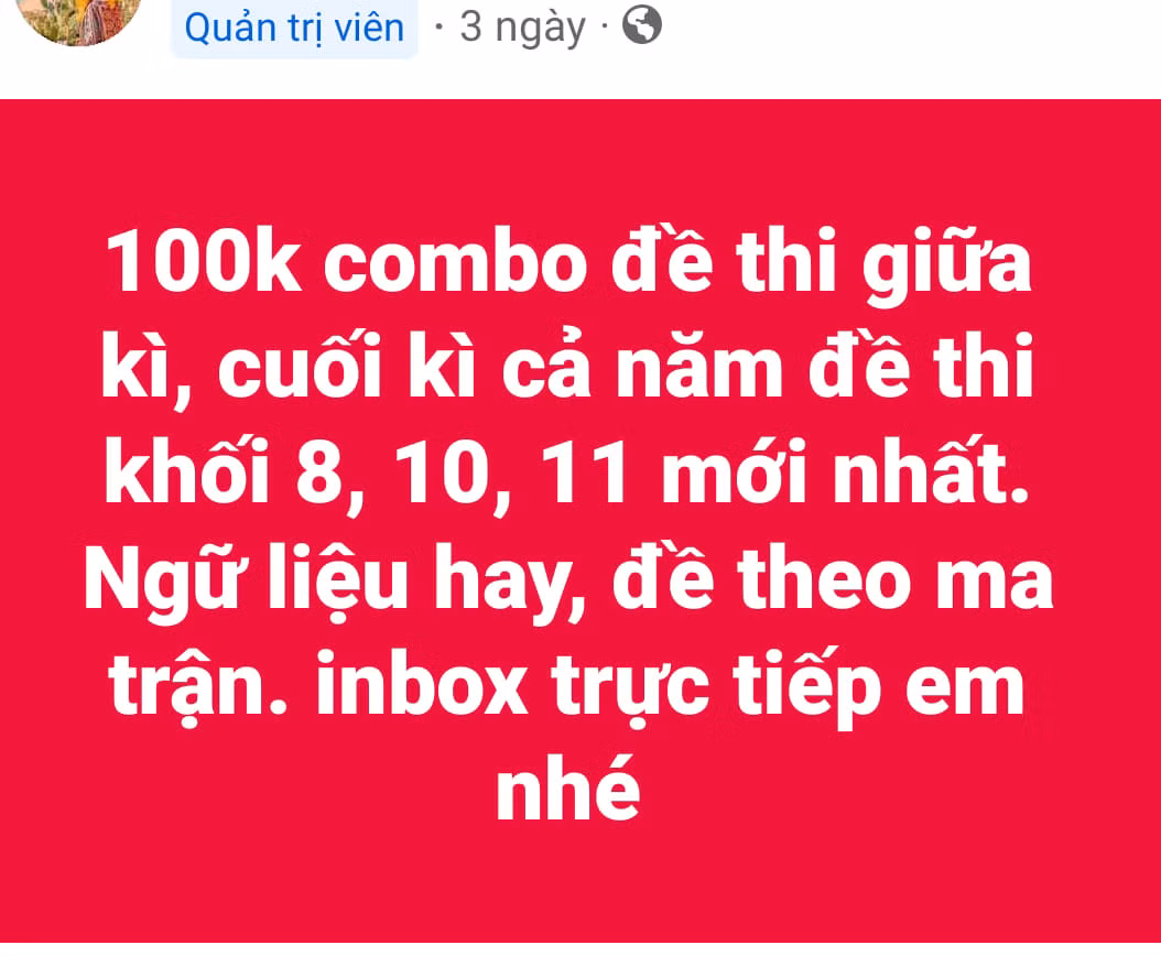 Rất khó tránh được bài mẫu, văn mẫu vì đề kiểm tra cũng đang được nhân bản (Ảnh chụp từ màn hình) Rất khó tránh được bài mẫu, văn mẫu vì đề kiểm tra cũng đang được nhân bản (Ảnh chụp từ màn hình)