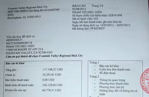 Ngày 31/8, sau đi đóng xong khoản nợ viện phí gần 61.000 USD, đại gia Diệu Hiền làm thủ tục ra viện, bay về Việt Nam. Ảnh: Thiên Phước