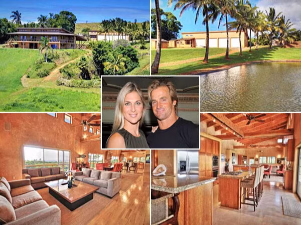 8. Gabriella Reece và Laird Hamilton Địa điểm: Haiku, Hawaii Giá bán 2,79 triệu USD Diện tích 595 m2, toàn bộ tầng 1 được dùng để tập thể dục. Căn nhà có 4 phòng ngủ, 4 phòng tắm. Bên ngoài có một ao cá nhỏ và một hồ bơi tự nhiên.