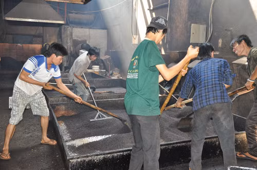 Đậu nành sau khi trộn các loại hóa chất, hương liệu và rang xong Đậu nành sau khi trộn các loại hóa chất, hương liệu và rang xong