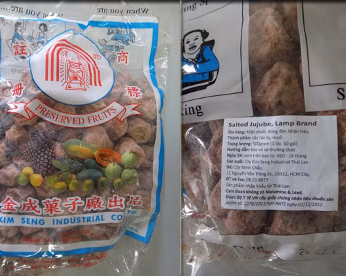 Sản phẩm xí muội có chứa chất gây ung thư và sản phẩm dán nhãn phụ đánh lừa người tiêu dùng - Ảnh: Hoài Nam Sản phẩm xí muội có chứa chất gây ung thư và sản phẩm dán nhãn phụ đánh lừa người tiêu dùng - Ảnh: Hoài Nam