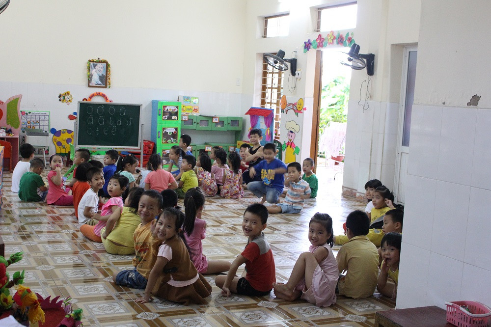 Lớp học trong trường mầm non Đồng Thái (Ảnh: Lại Cường)