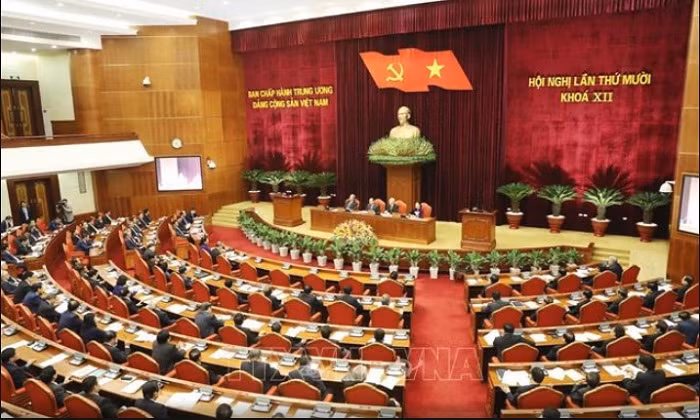 Hội nghị lần thứ 10 Ban Chấp hành Trung ương Đảng khóa XII khai mạc sáng 16/5 tại Thủ đô Hà Nội. (Ảnh: TTXVN)