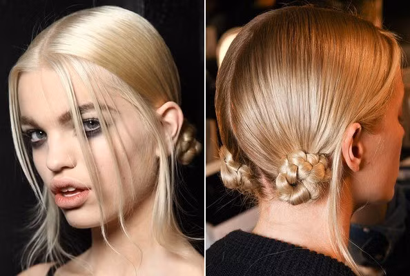 Mắt màu khói, môi màu nude cùng mái tóc tết thành hai bím tạo cho cô siêu mẫu của Marc Jacobs vẻ trẻ trung, gợi cảm. Mắt màu khói, môi màu nude cùng mái tóc tết thành hai bím tạo cho cô siêu mẫu của Marc Jacobs vẻ trẻ trung, gợi cảm.