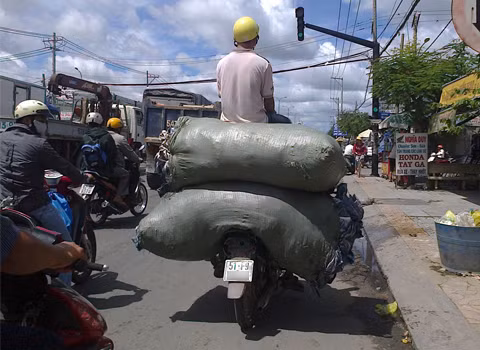 Ngồi chênh vênh trên cao. Ảnh: Phan Thị Thu Thủy Ngồi chênh vênh trên cao. Ảnh: Phan Thị Thu Thủy