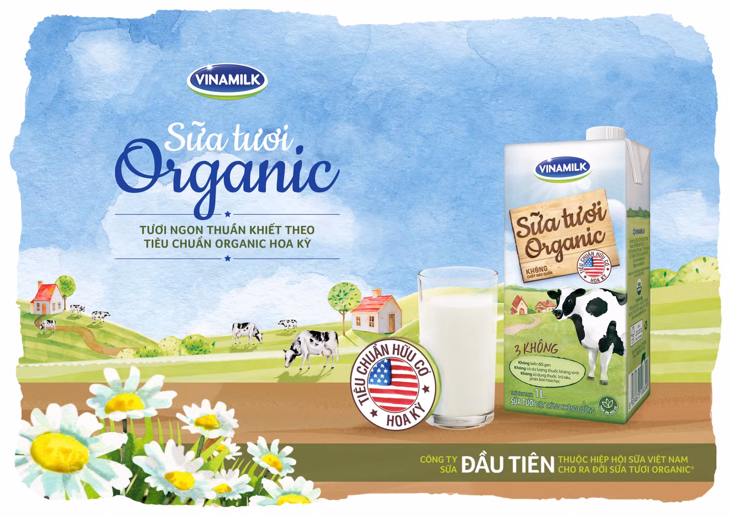 Vinamilk tự hào là công ty sữa đầu tiên tại Việt Nam cho ra đời Sữa tươi Vinamilk Organic theo tiêu chuẩn USDA Hoa Kỳ.