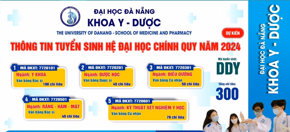 Thông tin tuyển sinh năm 2024 Khoa Y Dược, Đại học Đà Nẵng. Ảnh chụp màn hình website. Thông tin tuyển sinh năm 2024 Khoa Y Dược, Đại học Đà Nẵng. Ảnh chụp màn hình website.